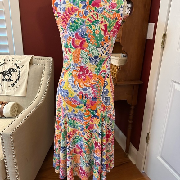 Ralph Lauren Sleeveless Pink and Orange Maxi Sundress - Picture 5 of 6